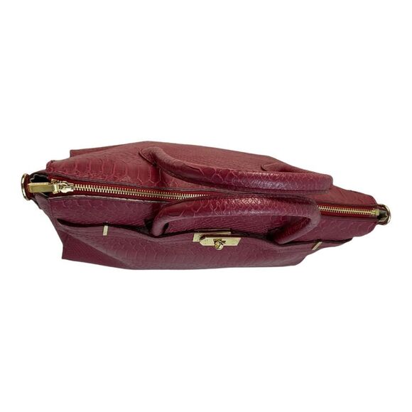 GUNAS NEW YORK Women's HERMIT Burgundy Vegan Leather Double handle Handbag. - Picture 7 of 13